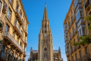 Photo of panoramic aerial view of San Sebastian (Donostia) on a beautiful summer day, Spain.