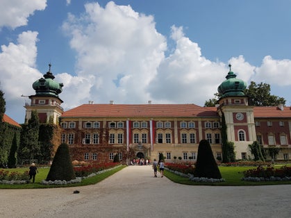 Łańcut Castle is a complex of historical buildings located in Łańcut, Poland. The castle is surrounded by a spacious and enchanting park of the early English Landscape style. architecture, panorama.