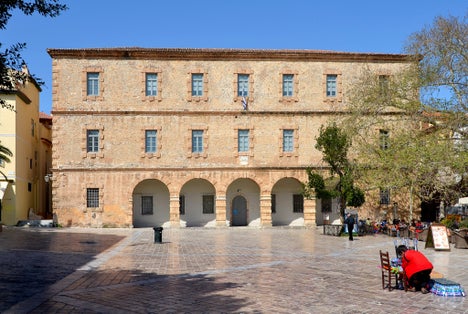 photo of view ofArchaeological Museum of Nauplion is located on Syntagma or Constitution square, the central square of Nafplio town in Greece.