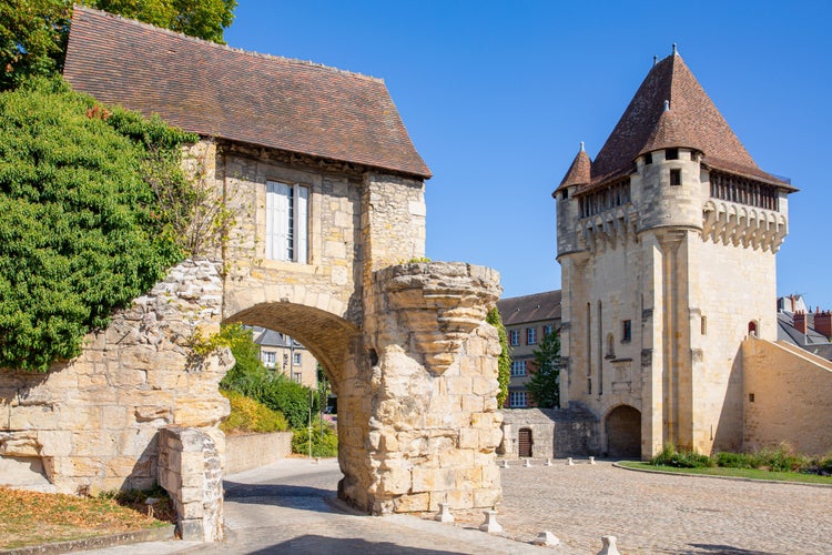 Photo of the medieval rampart in Nevers, Porte du Croux, Burgundy, France.