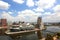 Photo of panoramic aerial view of Salford Quays, Manchester, UK.