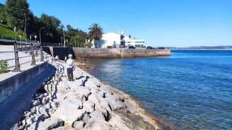 Photo of Santander city beach aerial panoramic view.