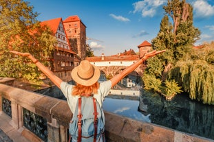 Photo of Tuebingen in the Stuttgart city ,Germany Colorful house in riverside and blue sky. 