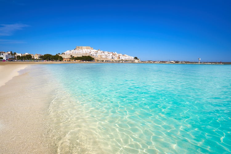 Photo of Peniscola skyline and castle beach in Castellon of Spain.