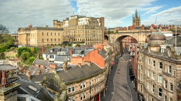 Photo of redeveloped Warehouses along the River in Leeds, UK.