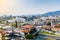 Panoramic view of Skopje town with Vodno hill in the background.