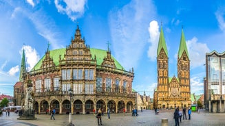 Photo of scenic summer view of the Old Town architecture with Elbe river embankment in Dresden, Saxony, Germany.