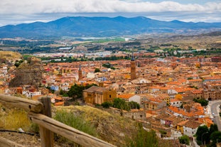 photo of summer view of Teruel with landmarks (Cathedral of Santa María de Mediavilla, Mausoleum of the Amantes) in Aragon, Spain.