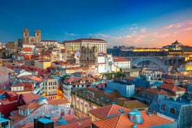 Photo of beautiful scenery of Peso da Regua in Portugal. The city, located along the Douro river and is surrounded by beautiful vineyards and hilly landscape.