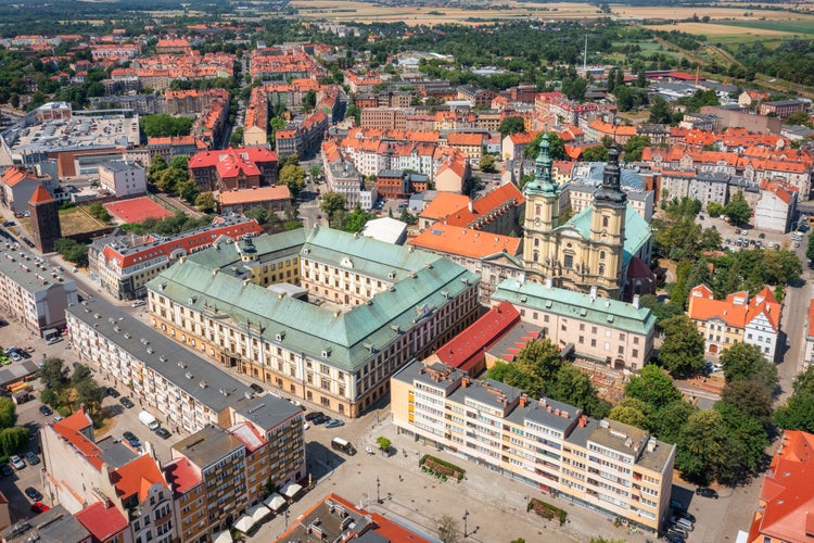 Beautiful architecture of the Legnica city in Lower Silesia, Poland