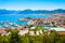 Photo of Marmaris marina with yachts aerial panoramic view in Turkey.