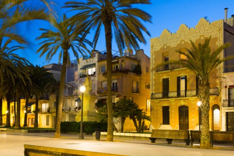 Photo of Evening view of Rambla passage at Badalona. Spain .