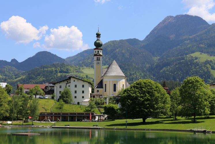 photo of aerial view of Gemeinde Reith im Alpbachtal in Austria.