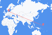 Voos de Kosrae, Micronésia para Bornholm, Dinamarca