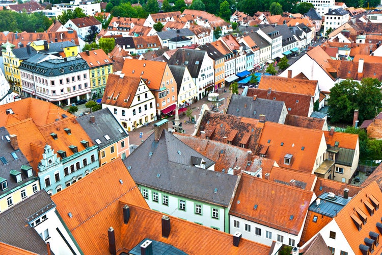 view to medieval village of Freising in Bavaria