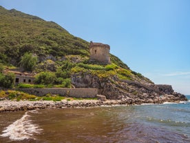 Photo of aerial view of City of Terracina, Italy.