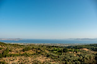 Photo of wonderful view to the sea from the mountains in Kefalos ,Kos island, Greece.