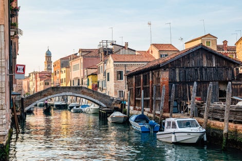A view of boatyard on Squero di San Trovaso, Venice, Italy.