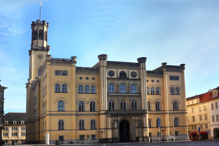 Historic Zittau city hall building in Saxony, Germany