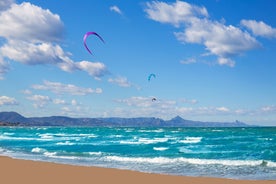 Photo of aerial view from a hill on a Spanish resort city Cullera, Spain.