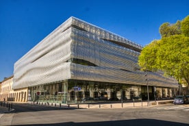 Photo of Nimes Arena aerial panoramic view. Nimes is a city in the Occitanie region of southern France.