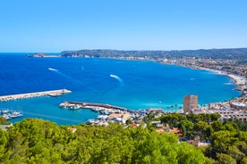 Photo of Javea Xabia skyline view from Mediterranean sea Alicante Spain.