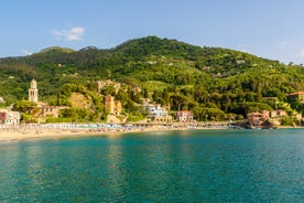 Photo of panoramic aerial view of town Rapallo in Liguria, Italy.