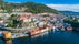 Bergen old town aerial view. Bergen, Norway.