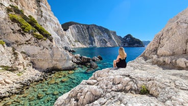 Photo of aerial view of Planos , also known as Tsilivi that is a village and a tourist resort on the island of Zakynthos, Greece.