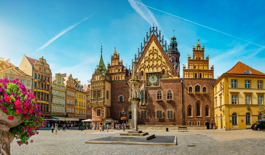 Photo of town hall on the market square, Wroclaw, Poland.