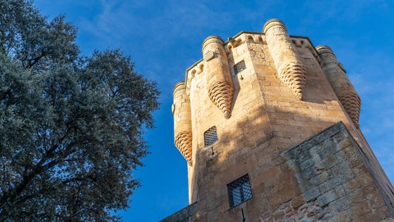 Photo of The historical Clavero Tower built on the fifteenth century in the city of Salamaca in Spain .