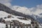 Photo of panorama of Hintertux ski resort in Zillertal Alps in Austria.