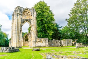 Photo of the ruins of the Fountains Abbey, Studley Royal, North Yorkshire, Ripon, England.