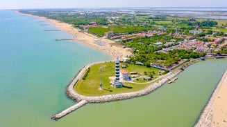 Photo of  the beach area of the city of Jesolo in the province of Venice.