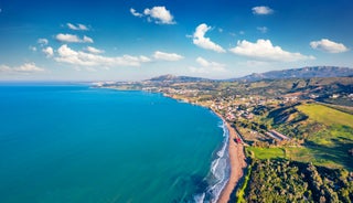 Photo of Isola Bella rocky island in Taormina, Italy.