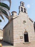 Photo of panoramic aerial view of old town of Budva, Montenegro.