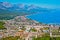 Photo of aerial view of the town of Kemer and sea from a mountain, Turkey.