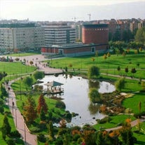 Photo of the aerial view of Plaza de Toros in Pamplona, the capital of Navarre province in northern Spain.