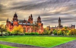 Photo of aerial view of Glasgow in Scotland, United Kingdom.