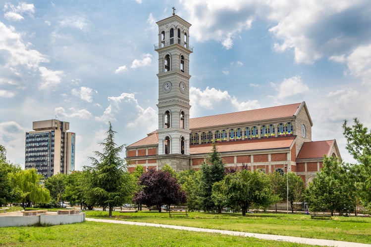 Photo of the Cathedral of Blessed Mother Teresa in Pristina, Kosovo.