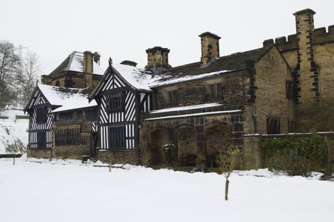 Photo of Shibden Hall at winter, Halifax, West Yorkshire, UK.