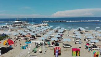 Photo of aerial view of Rimini city, Italy.