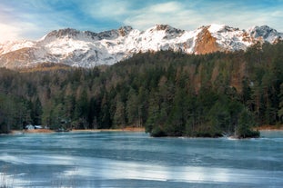 photo of an aerial view of the community of Biberwier in Tyrol in Austria.