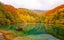 photo of view of Nice lake at Szalajka Valley, Hungary in autumn .