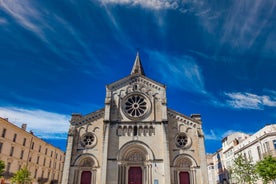 Photo of aerial view of Triumphal Arch or Arc de Triomphe in Montpellier city in France.