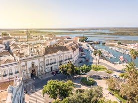 photo of panoramic view of Sesimbra, Setubal Portugal on the Atlantic Coast.