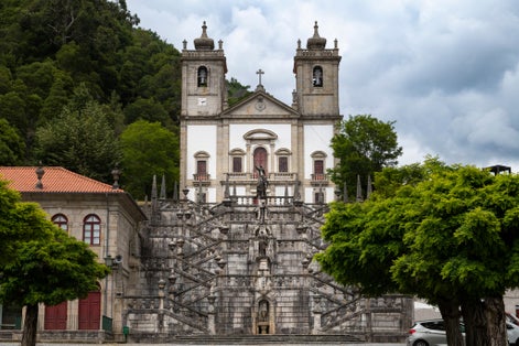 View of the beautiful Santuario de Nossa Senhora da Peneda, at the Peneda Geres National Park, in Norhern Portugal.
