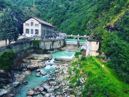 Ancient roman bridge over torrent Lys in Pont Saint Martin, Italy