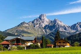 photo of beautiful view in Filzmoos at snowy winter in Austria.