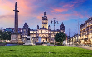 Photo of aerial view of Glasgow in Scotland, United Kingdom.